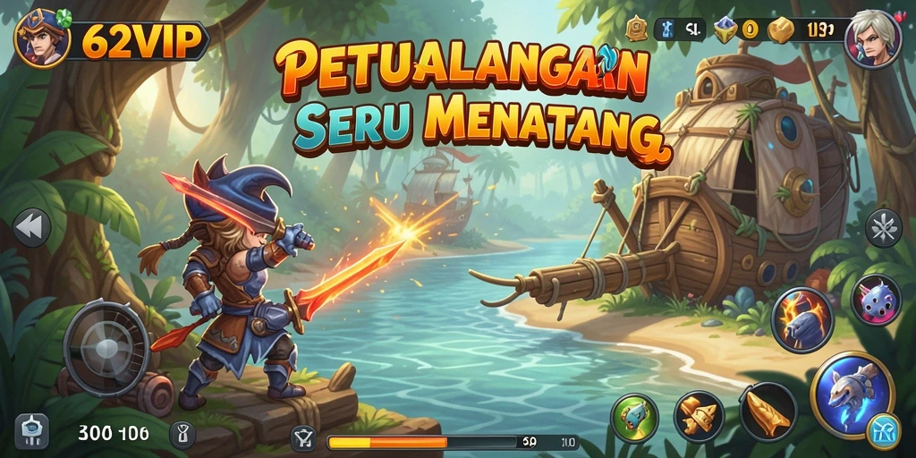 Tampilan gameplay seru dari 62VIP yang penuh petualangan.