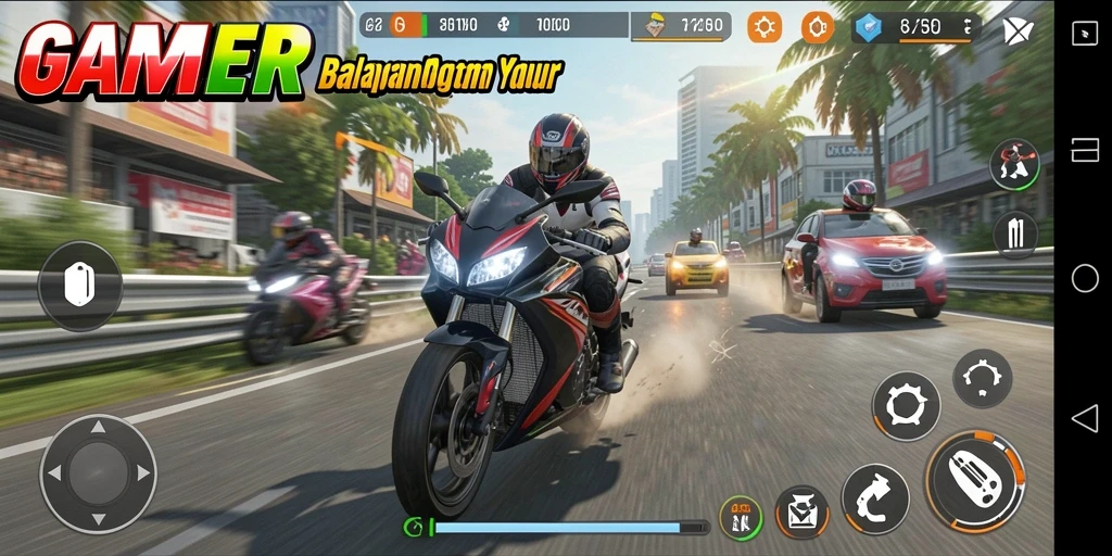Tampilan menegangkan dari balapan motor di GAMERP.