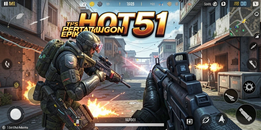 Tampilan gameplay HOT51 dengan aksi menembak yang mendebarkan.
