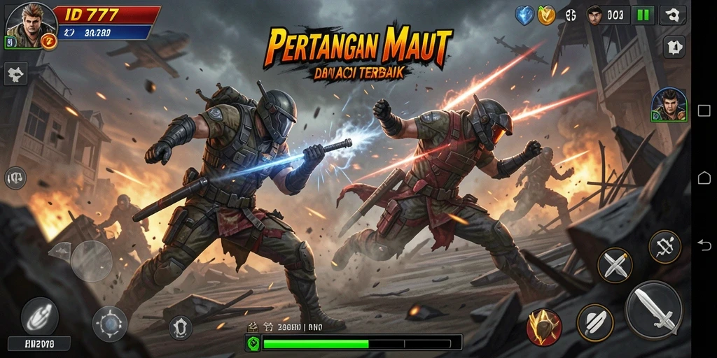 Gameplay ID777 yang intens dan mengasyikkan saat pertarungan berlangsung.