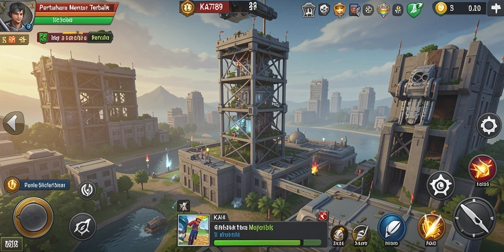 Tampilan gameplay KA789 yang mendebarkan dengan menara pertahanan berwarna-warni.