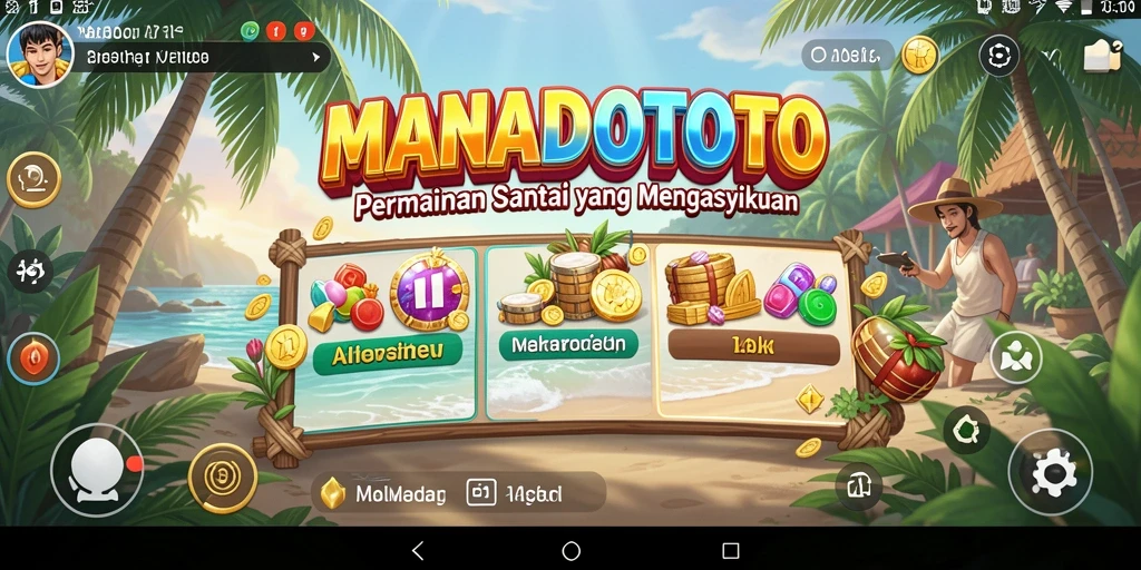 Tampilan gameplay MANADOTOTO yang cerah dan mengasyikkan.