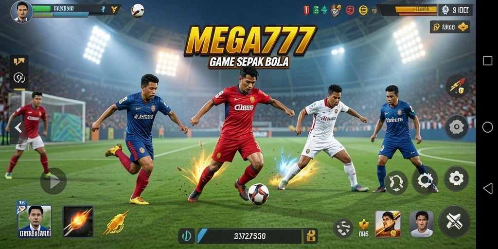 Tampilan gameplay sepak bola yang realistis dalam MEGA777.