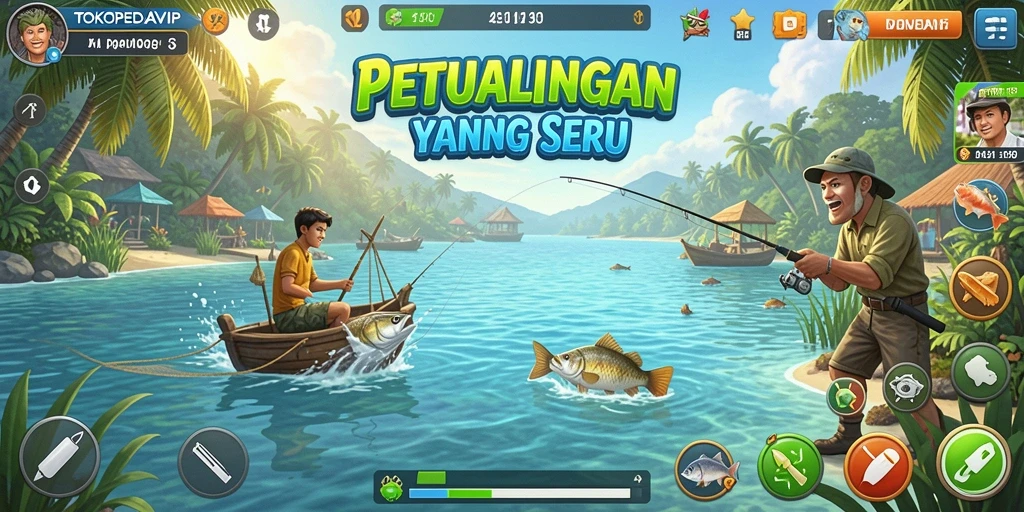Tampilan gameplay memancing yang seru di TOKOPEDIAVIP.
