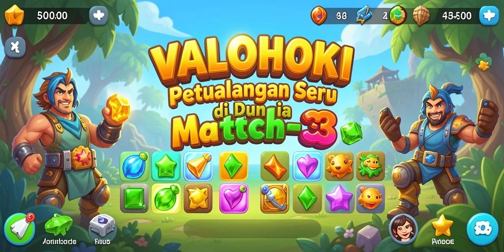 Tangkapan layar gameplay VALOHOKI yang menampilkan aksi match-3 yang seru.