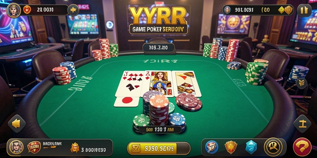 Tampilan gameplay YYRR yang mendebarkan di meja poker.