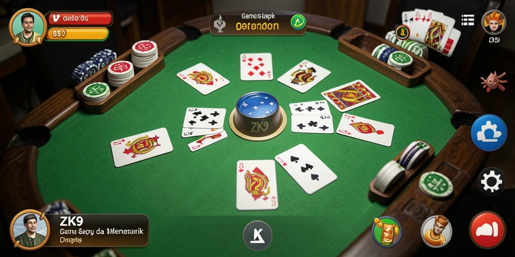 Tampilan gameplay seru ZK9 dalam sesi permainan Gaple.